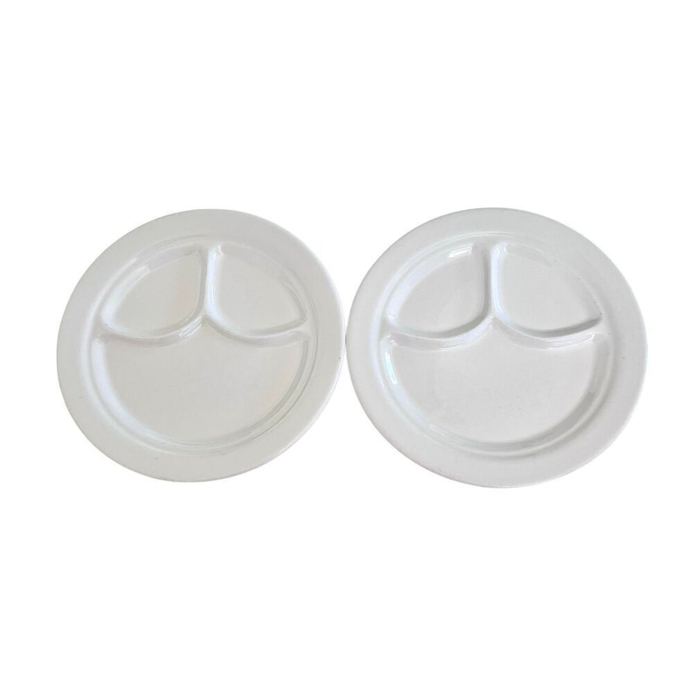 Set of 2 Buffalo China USA White Vintage Restaurant Ware Divided Plates